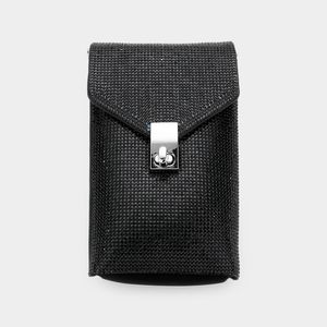 Rectangle Black Rhinestone Crystal Purse Bling Formal Crossbody Bag